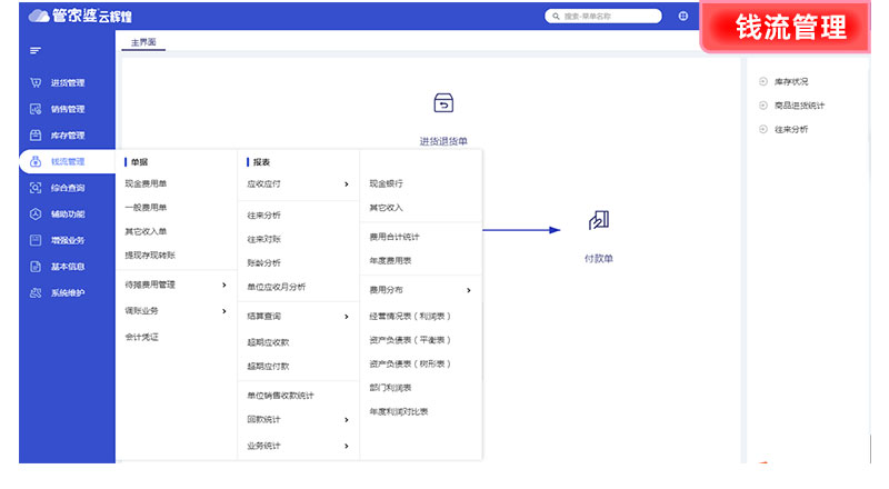 管家婆云輝煌錢流管理